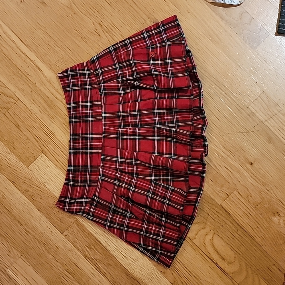 Royal Bones red plaid mini skirt